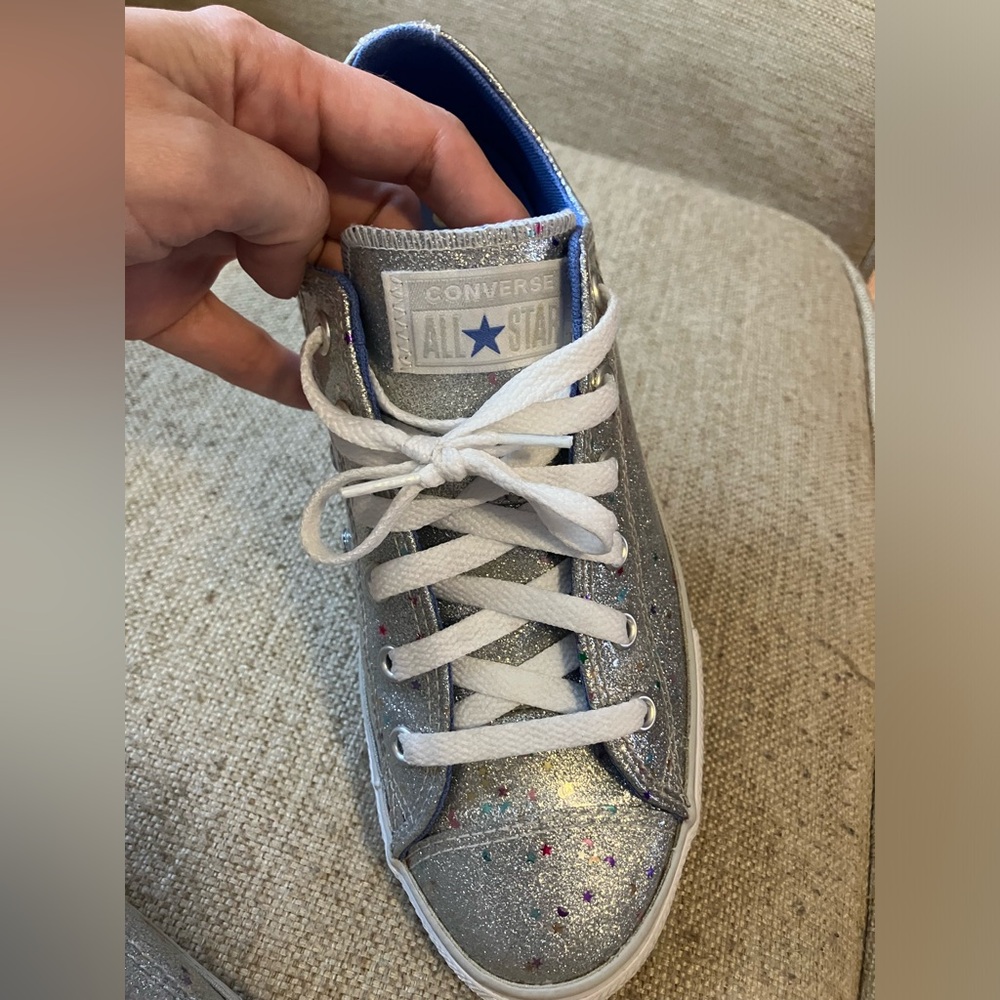 Converse all stars silver glitter sparkle sneakers - Picture 5 of 7